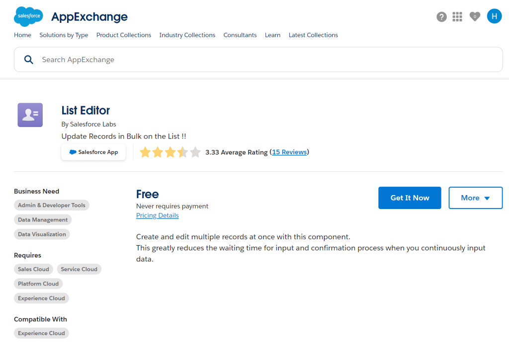 リストエディター List Editor AppExchange